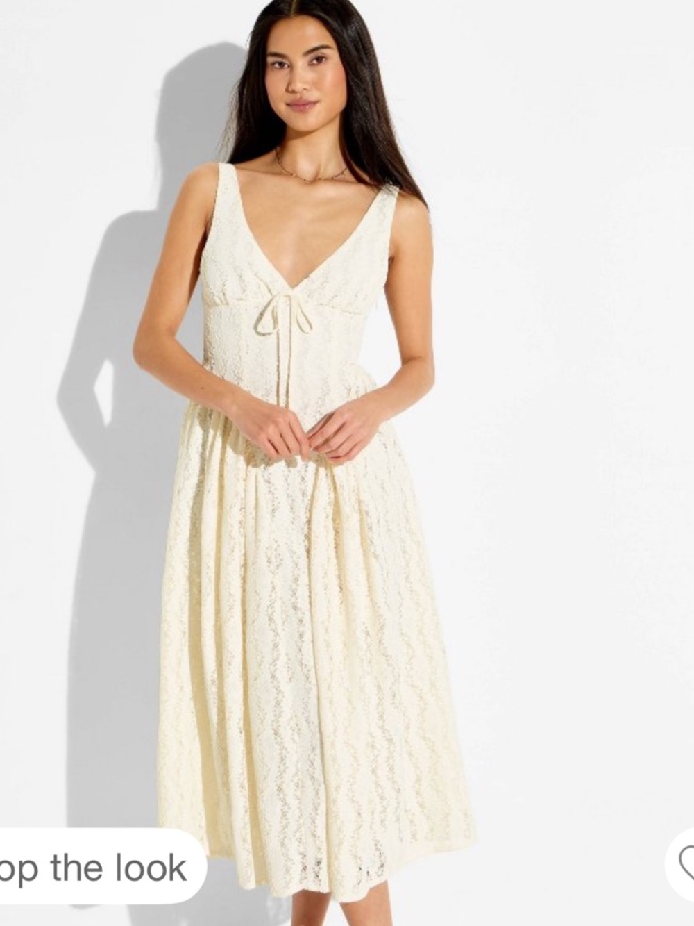 wild fable Cream Lace Midi Dress
